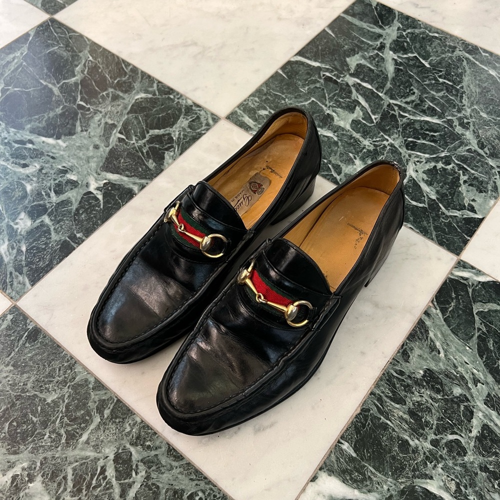 Gucci Black Leather Loafers for Men